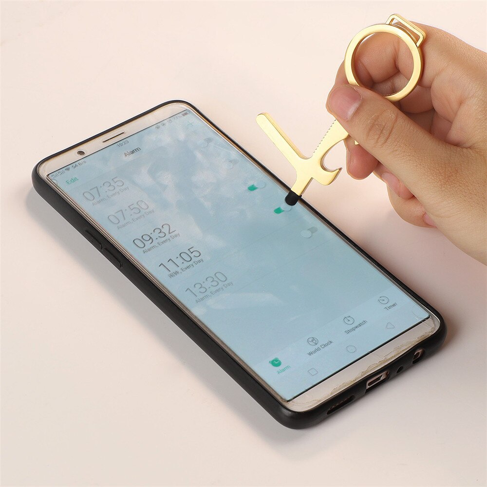 Touch Screen Buttons Edc Door Opener Hygiene Hand Antimicrobial Contactless Press Elevator Tool Portable Door Opener Keychain