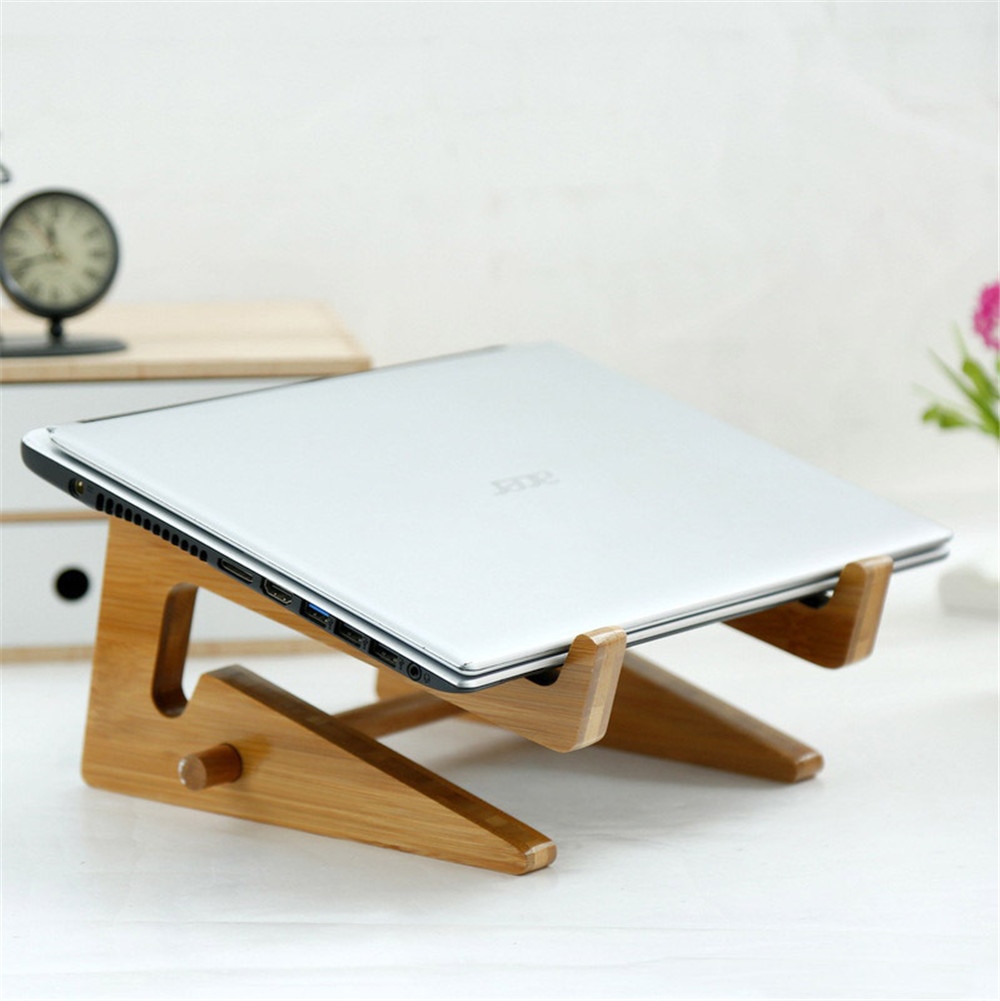 Draagbare Laptop Hout Stand Notebook Voeg Hoogte Houder Desktop Organizer Beugel Voor Macbook Dell Lenovo