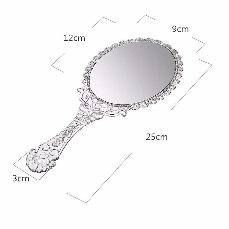Espejo Vintage de plata para mujer, accesorio de maquillaje redondo, ovalado, con flores, para de belleza, 1 unidad