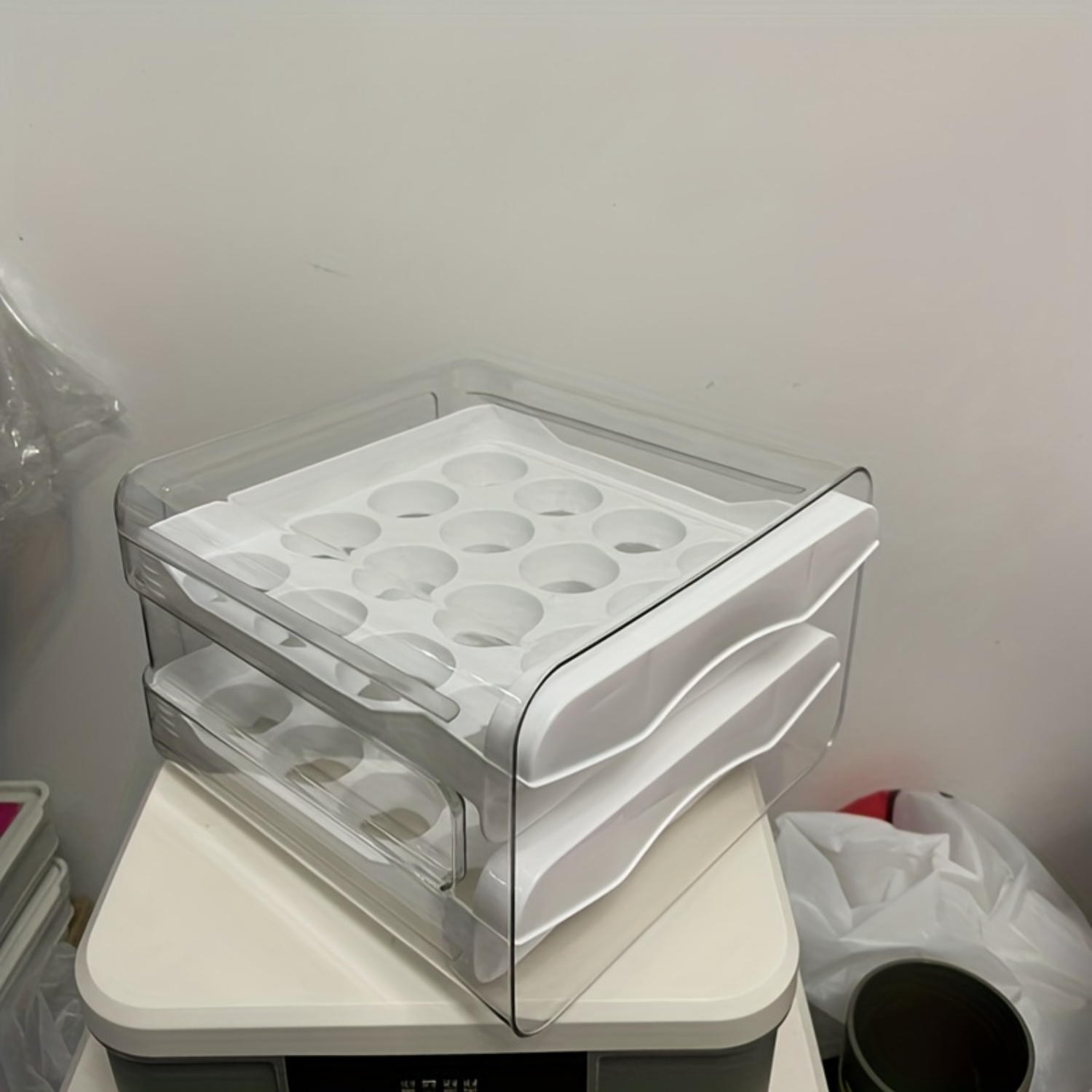 Caixas de armazenamento de ovos de camada dupla, 5.51x8.46 polegadas, PET durável à prova de choque, Organizador de cozinha mo: Default Title