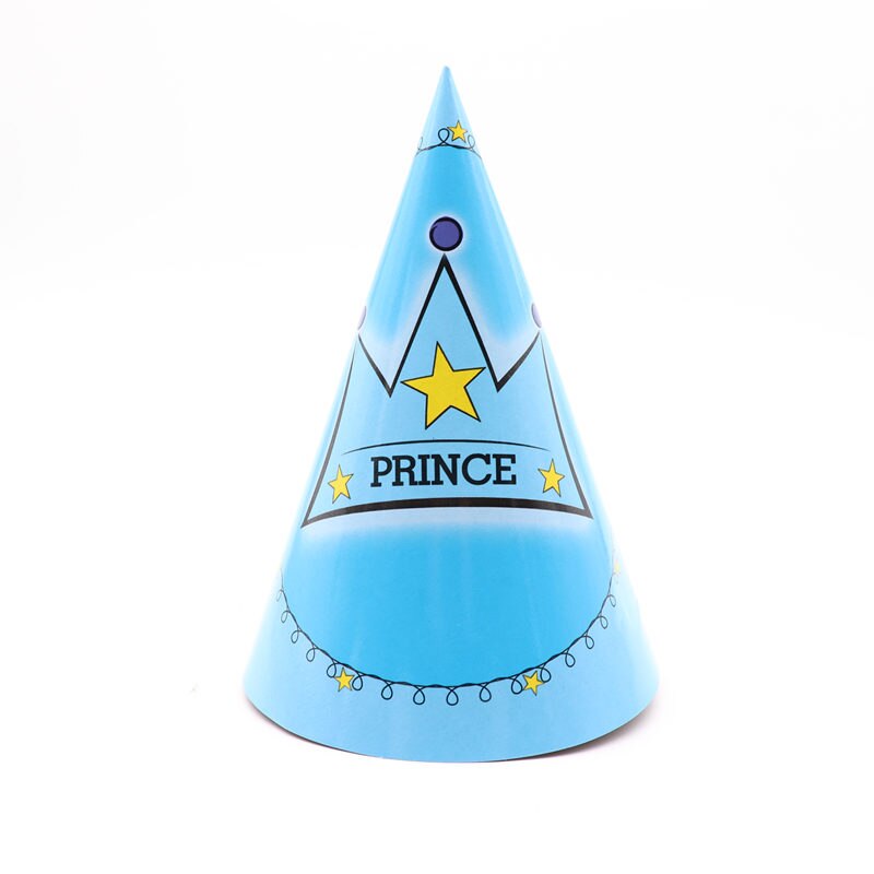 Bleu Prince couronne thème fête d'anniversaire assiettes tasses pailles mariage bébé douche décorations drapeau fournitures vaisselle jetable ensemble: Hat 6pcs