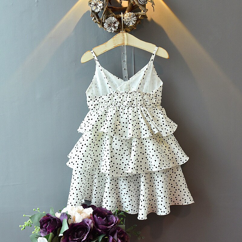 Meisjes Taart Jurk Bretels Mouwloze Chiffon Prinses Jurk Verjaardag Party Strand Jurk Polka Dot Prinses Jurk