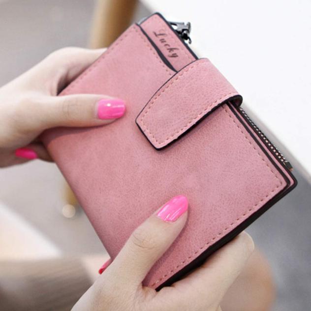 Women men Mini Grind magic Bifold PU Leather Wallet Card Holder Wallet Purse purple Grey Solid color Portable key Wallets: 4