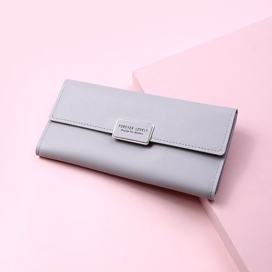 Kvinder tegnebøger læder hasp pung dame lang pung clutch kvinder dame pung telefon lomme cartera mujer: Beige
