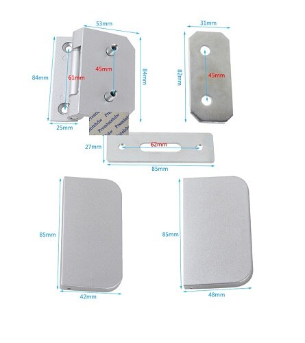 2Pcs/Lot Stainless Steel Aluminum Office Partition Glass Door Hinge Wall Mounted: Aluminum