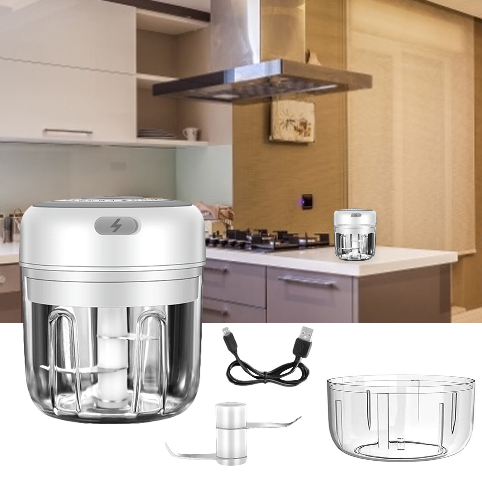 Electric Mini Garlic Chopper With USB Rechargeable Food Portable Small Food Processor For Pepper Garlic Nut Chopper/Crusher