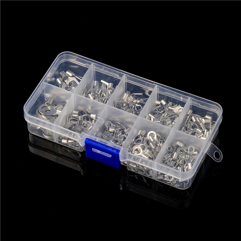 320Pcs/Box Terminals Non-Insulated Ring Fork 10 In 1 U-type Brass Terminals Assortment Kit Cable Wire Connector Crimp Spade