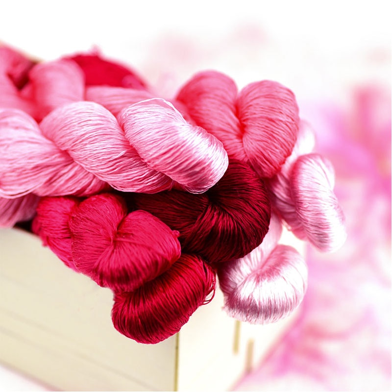 silk embroidery thread / 100% silk thread /hand embroidery embroider cross stitch/pink series/8 gradient colors