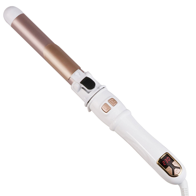 Automatische haarkruller 1,1 inch roterende krultang met LED-display Snelle verwarming Krultang Haarkrulspeld voor thuis en op reis: WHITE / Verenigd Koninkrijk
