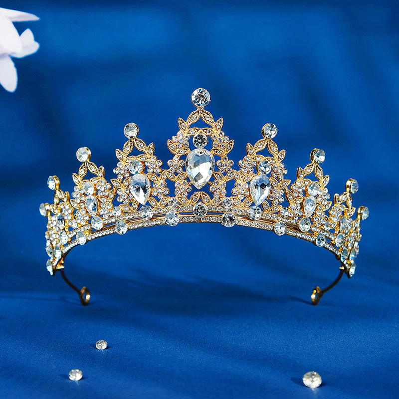 Mode Zwart Kristal Haar Kroon Voor Vrouwen Prom Gouden Kleur Tiara 'S En Kronen Haaraccessoires Bruids Haar Sieraden