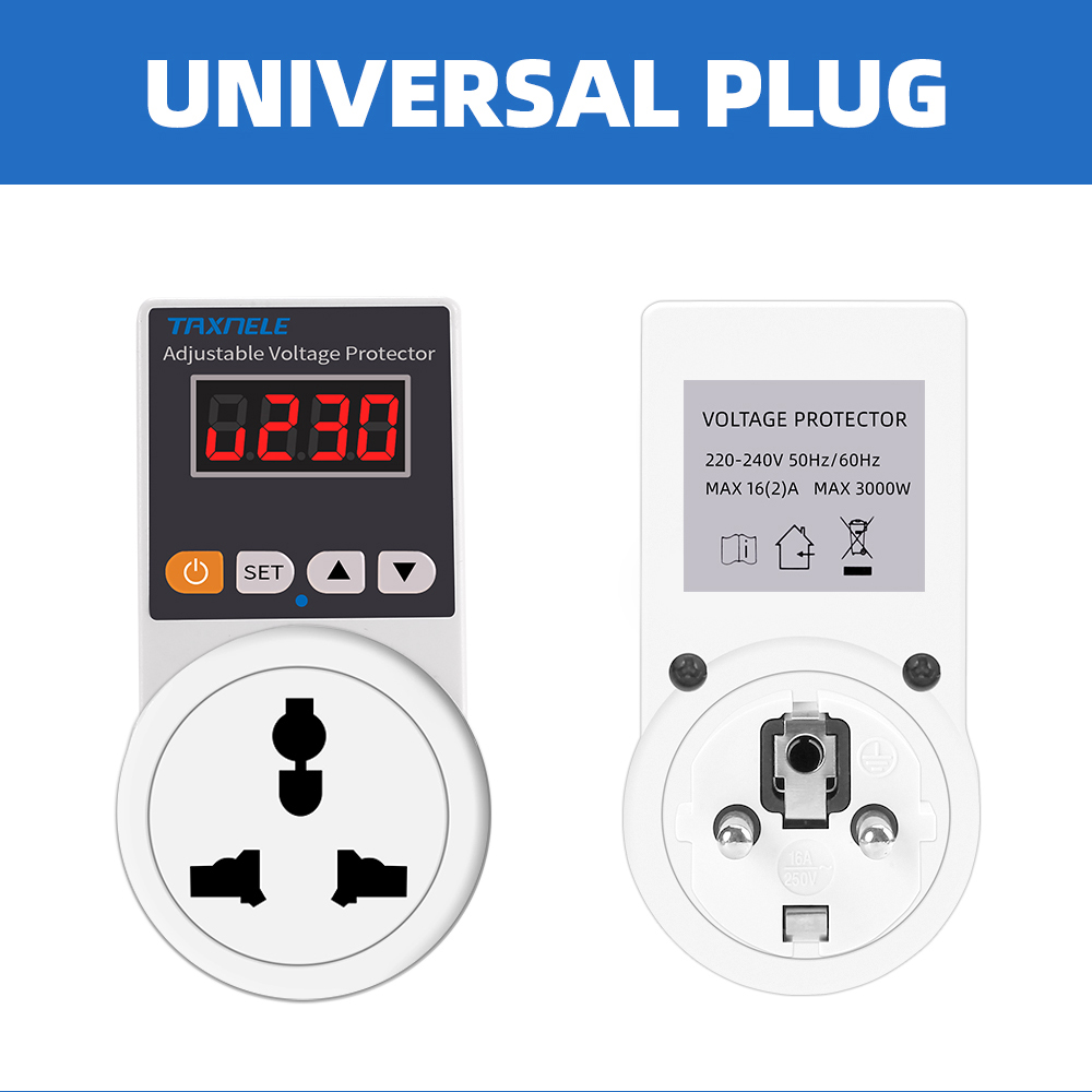 Automatic Voltage Protector Socket AC 220V Adjustable 16A Power Surge Protector EU Plug Socket Voltage Safe Refrigerator Protect: Type 13