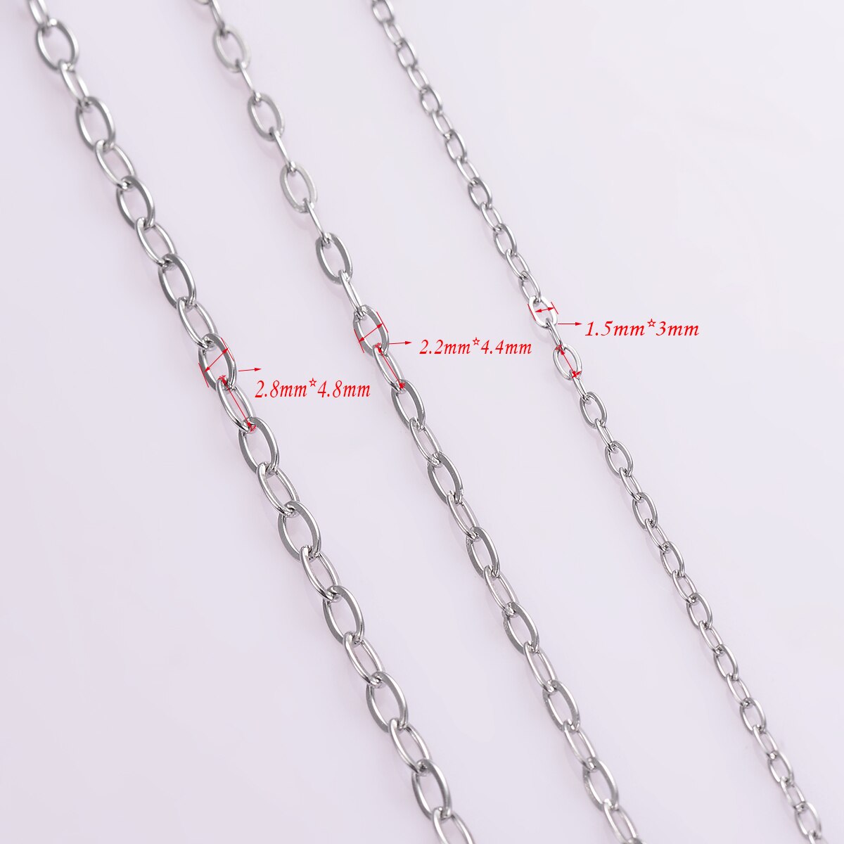 Wholessale 5 Meters/partij Rvs Tiny Vorm O Lange Cross Chain Kettingen Voor Diy Hanger Ketting Armband Enkel Sieraden