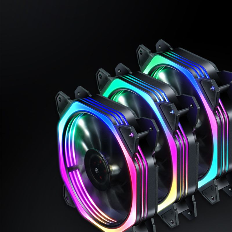 1PC 12cm Double Aperture Multi-colored Silent LED Computer Case PC Cooling Fan 12V Cooling Fan