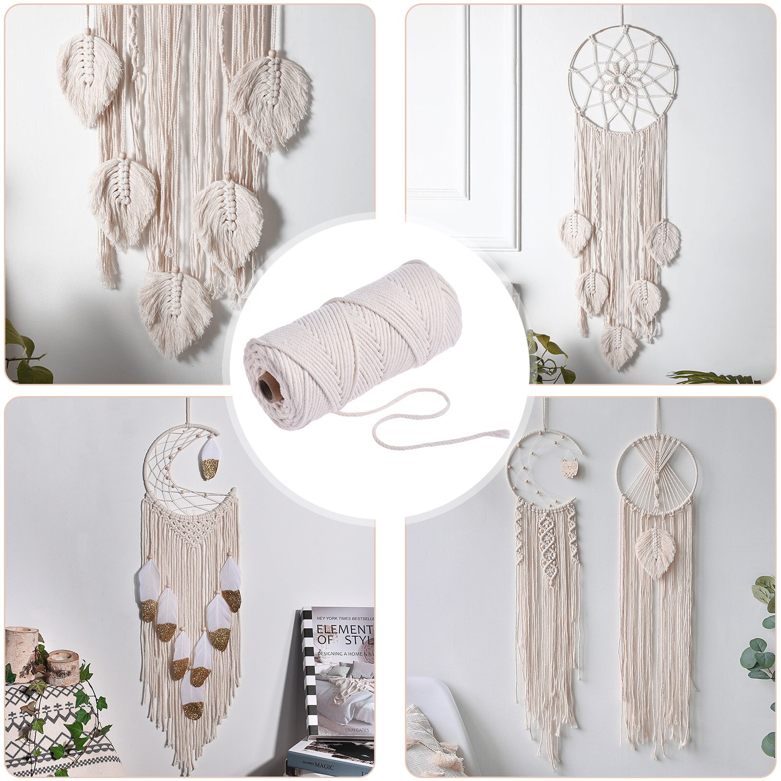 Macrame Kit - Macrame Benodigdheden Voor Volwassenen Beginners-Diy Macrame Starter Kit Met Houten Kralen Houten Ringen Houten Stokken voor H