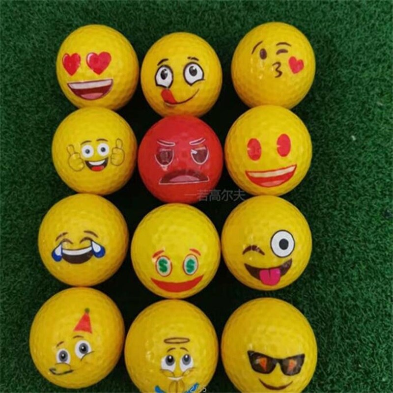 Pelota de Golf con cara sonriente de dibujos animados, doble capa, práctica