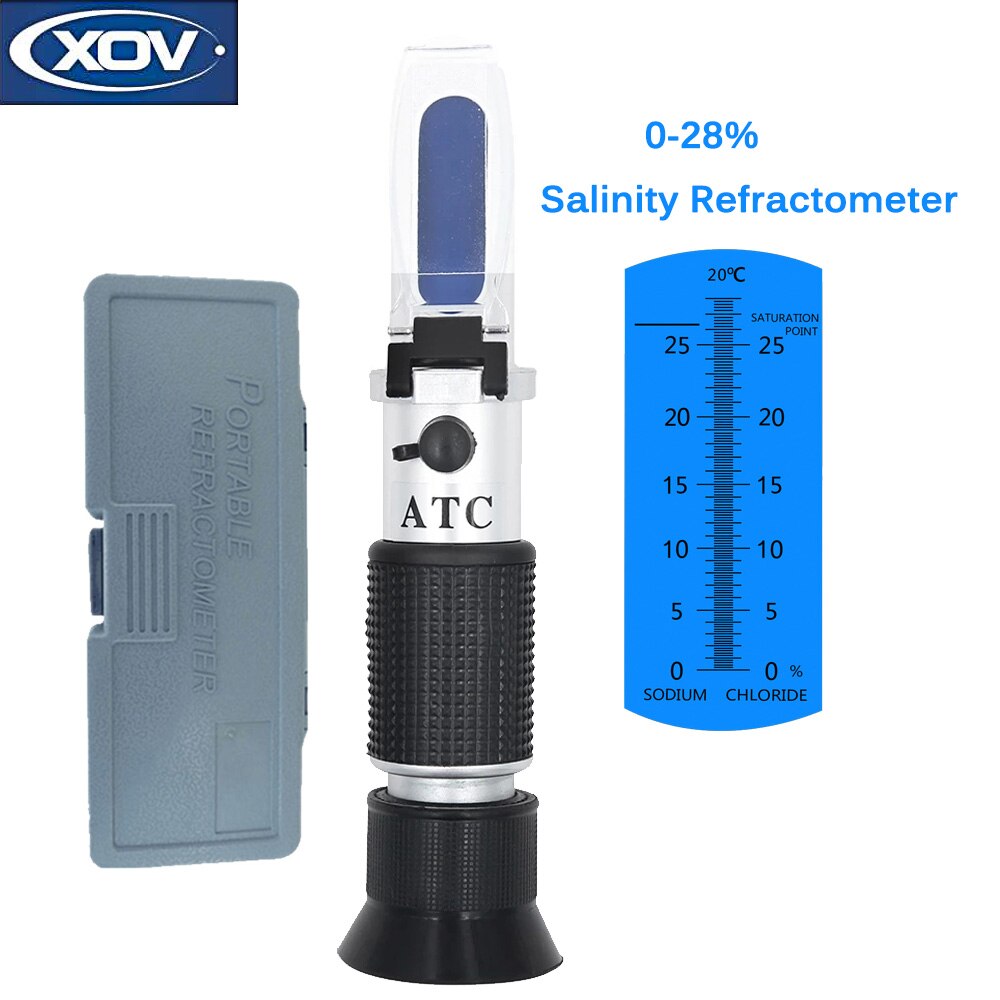 0-28% Salinometer Hand Held Salinity Refractometer Salt Water Concentration Tester Saltwater Refractometers For Aquarium