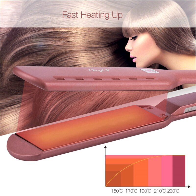 Hair Straightener Flat Iron Temperature Control Wide Iron Fast Heating Titanium Alloy Straightening Plate Wet Dry