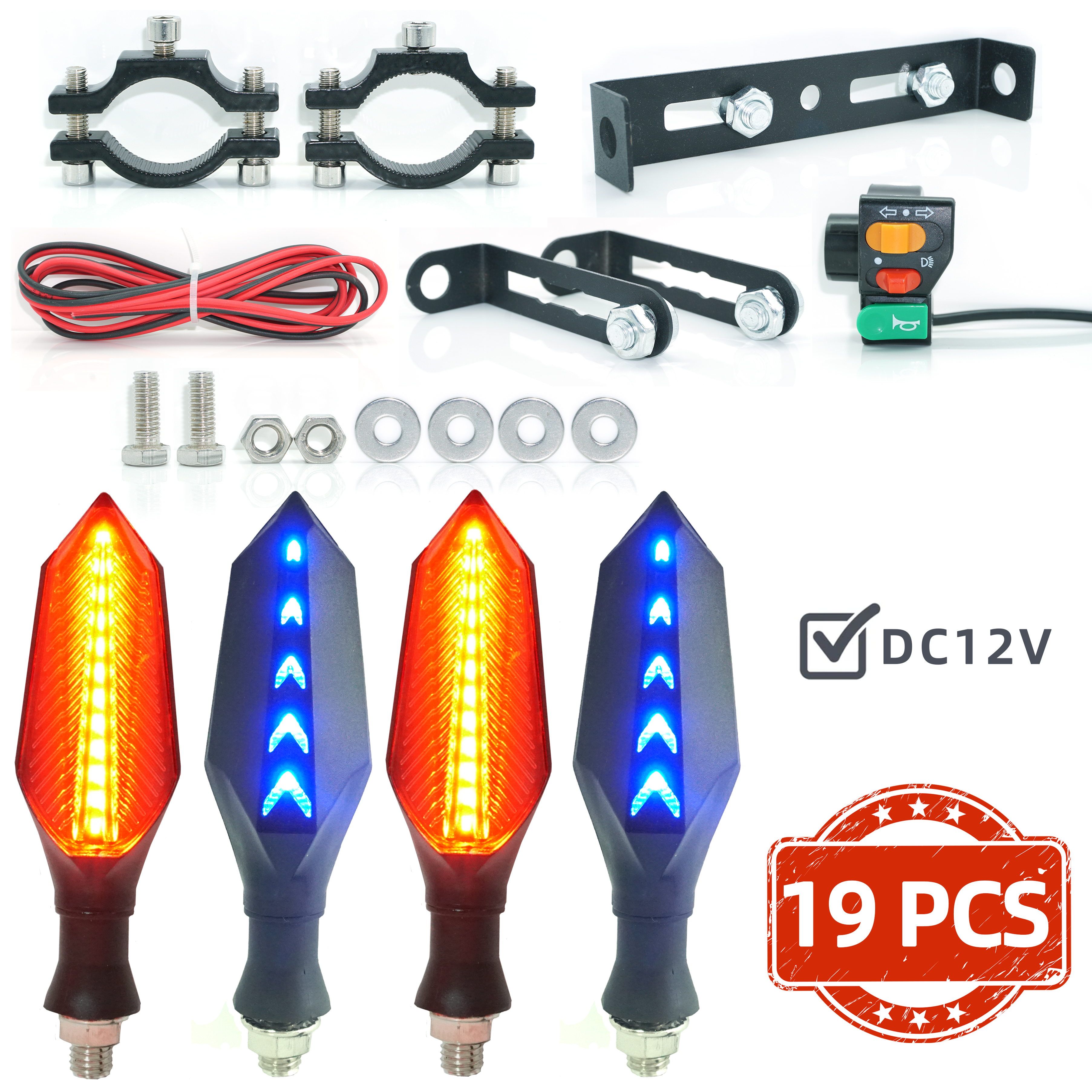 Elektrisk elcykel blinklys 12v 32v 48v 52v 60v blinklys strobe led-lys cykel motorcykel moto motorcykeltilbehør: Orange