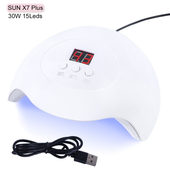 Lámpara de uñas UV LED 30W para manicura, juego de lámparas de Gel, luz solar, secado, barniz y esmalte de uñas, máquina híbrida TRSUN X7 Plus: SUN X7Plus White