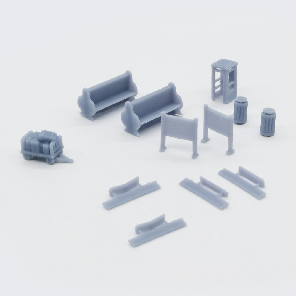 Outland Models Train Station Passenger Platform with Accessories (No Shed) 1:160 N Scale Railway Scenery