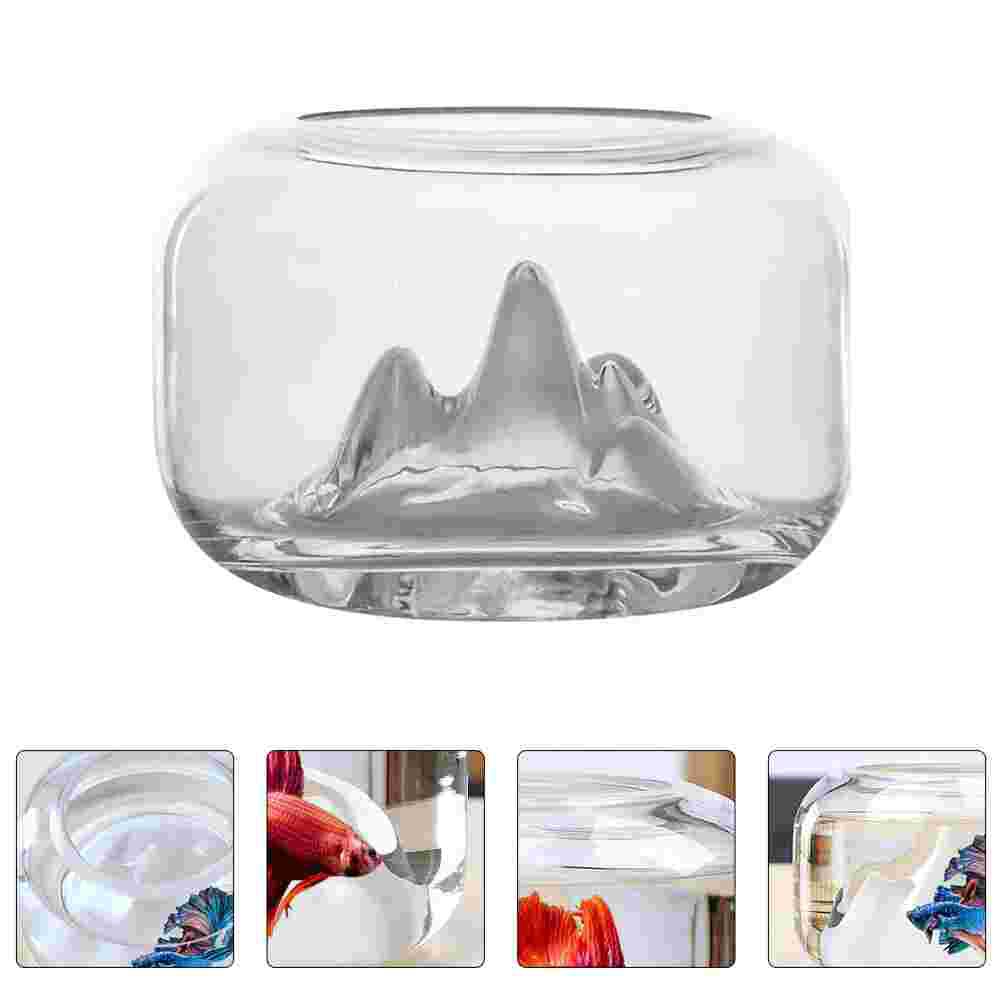 1Pc Desktop Fish Tank Decorative Glass Aquarium Hydroponic Tank (Transparent)