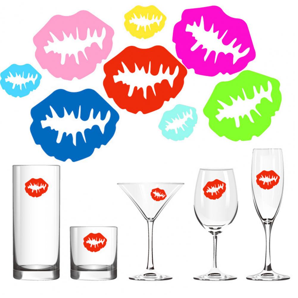 Autocollant de marquage de verre pratique, étiquette de marquage de boisson en Silicone à large Application, autocollant de marquage de verre 24 pièces/ensemble