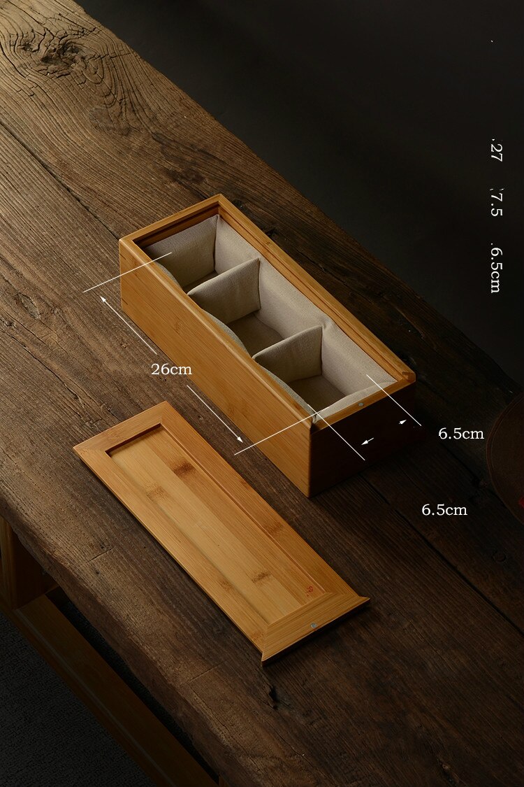 Natural Bamboo Organizer Craft Jewelry Case Holder rectangular book roll box