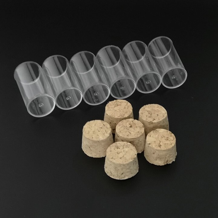100pcs/lot 24x45mm Flat Bottom Plastic Drosophila Vials culture tube, Plastic Test Tubes With Food Grade Cork Stoppers
