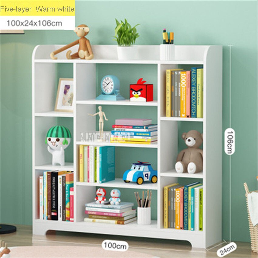 Simple And Modern Storage Cabinet Floor Rack Fives-layer Environmental Protection Simple Bookcase Combination Storage Cabinet: white
