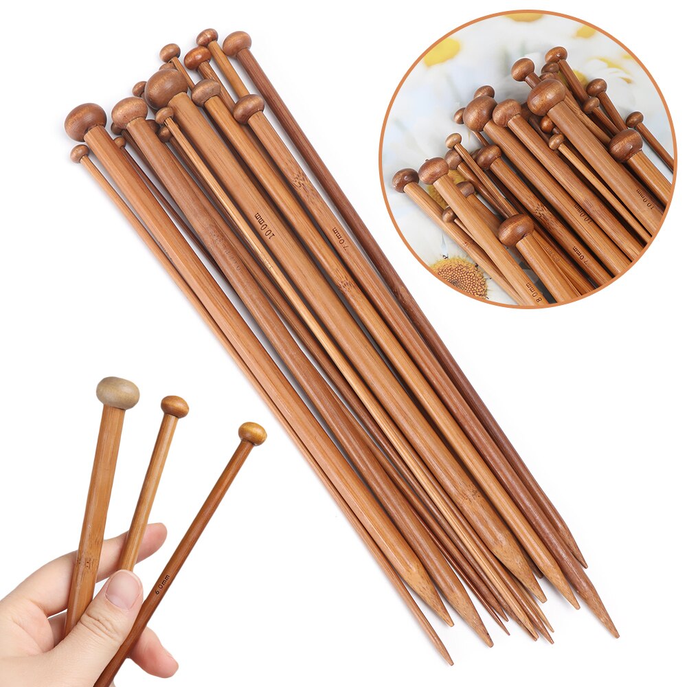 18 sets bamboe dubbelpuntige breinaalden sokkenhaaknaalden 25cm/9.8 " 35cm/13.78 " lang voor sjaal-trui breinaald