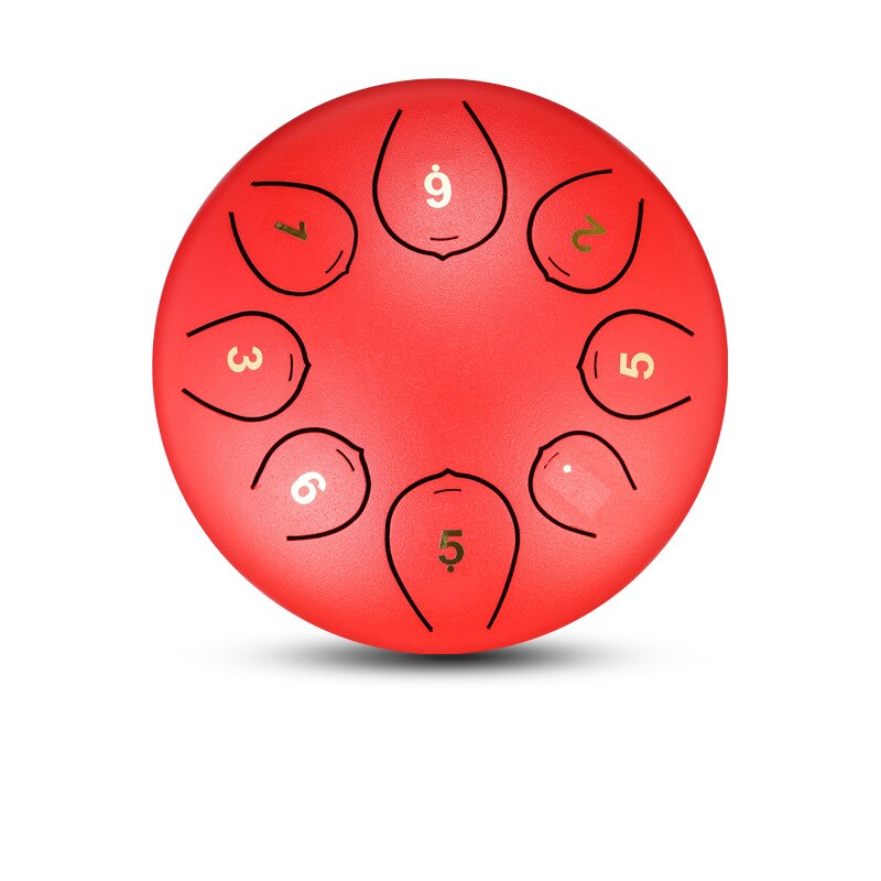 6 Inch Steel Tongue Drum 8 Tune Hand Pan Drum Tank Drum Kits With Drumsticks Finger Cots Carrying Bag Percussion Instruments: Red