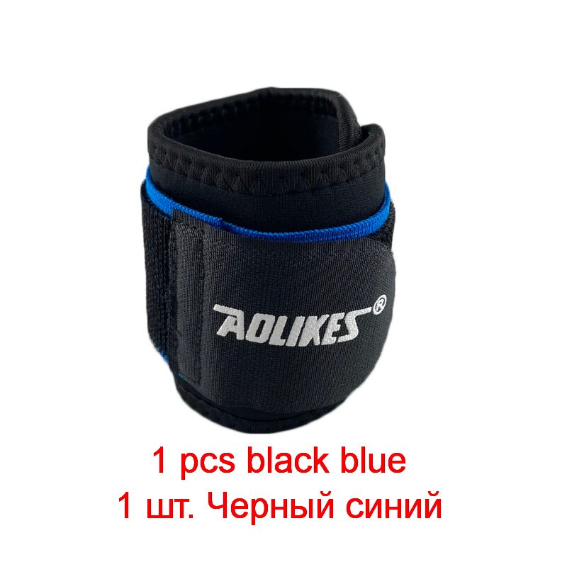 AOLIKES Gym Wrist Strap Prevent Sprain Wrist Support Band Men crossfit Wristband Sports Safety Guard Wrist Protector Wraps: 1 pcs black blue