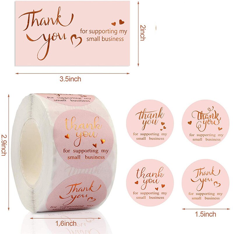 38mm Pink Bronzing Thank You for Purchasing A Card for Commercial Use Wedding Party Decor Sticker Invitation Envelope Label Card