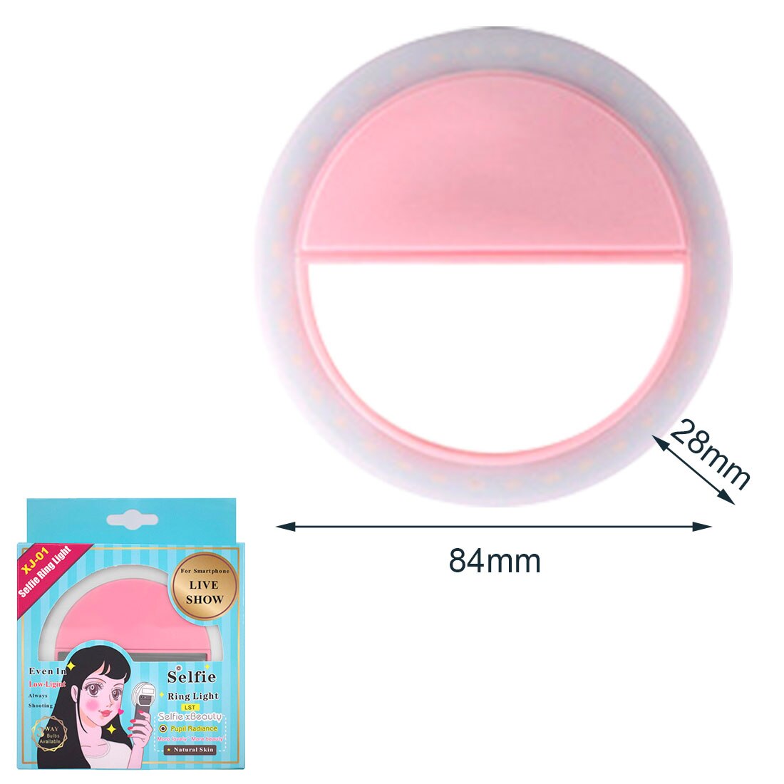 Makeup Mirror Selfie LED light Portable for Mobile Phone Light Clip Selfie LED Auto Flashlight Makeup Mirror For Smartphone: pink