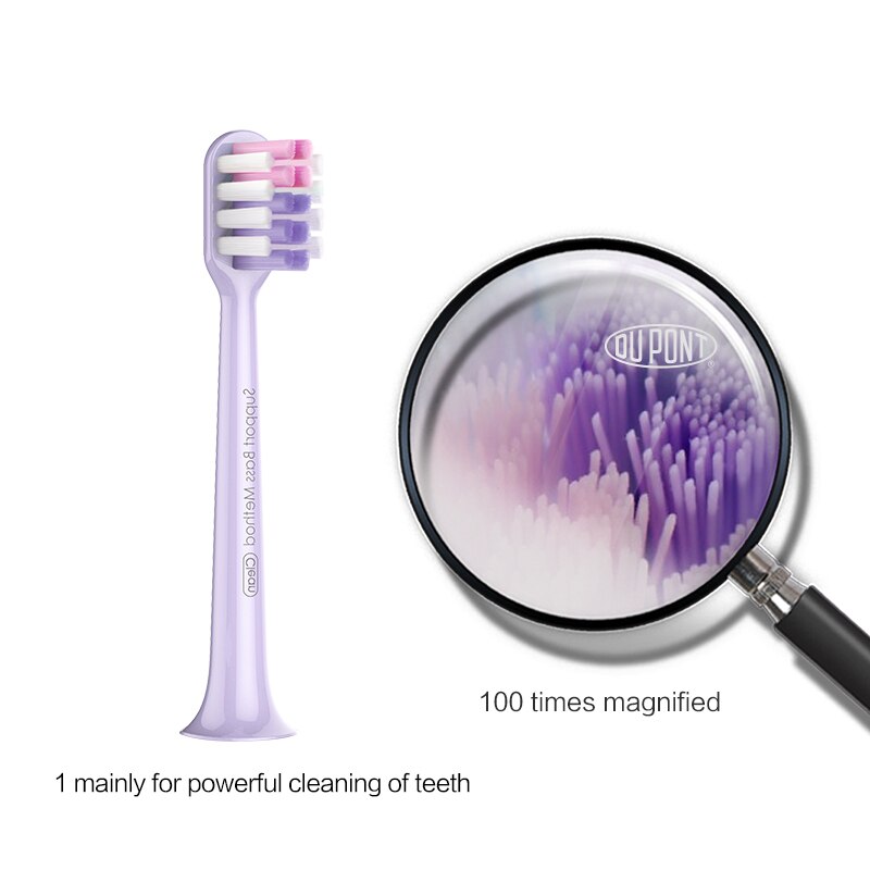 DR.BEI-cabezal de cepillo de dientes eléctrico, para BY-V12, Color negro/morado, Sónico, 3 unidades/juego, XIAOMI YOUPIN