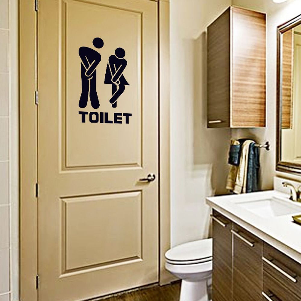 Noir toilette autocollant bricolage Tag entrée signe Art Paster reste salle de bain décalcomanie Stickers muraux décoration de la maison pour hôtel café boutique