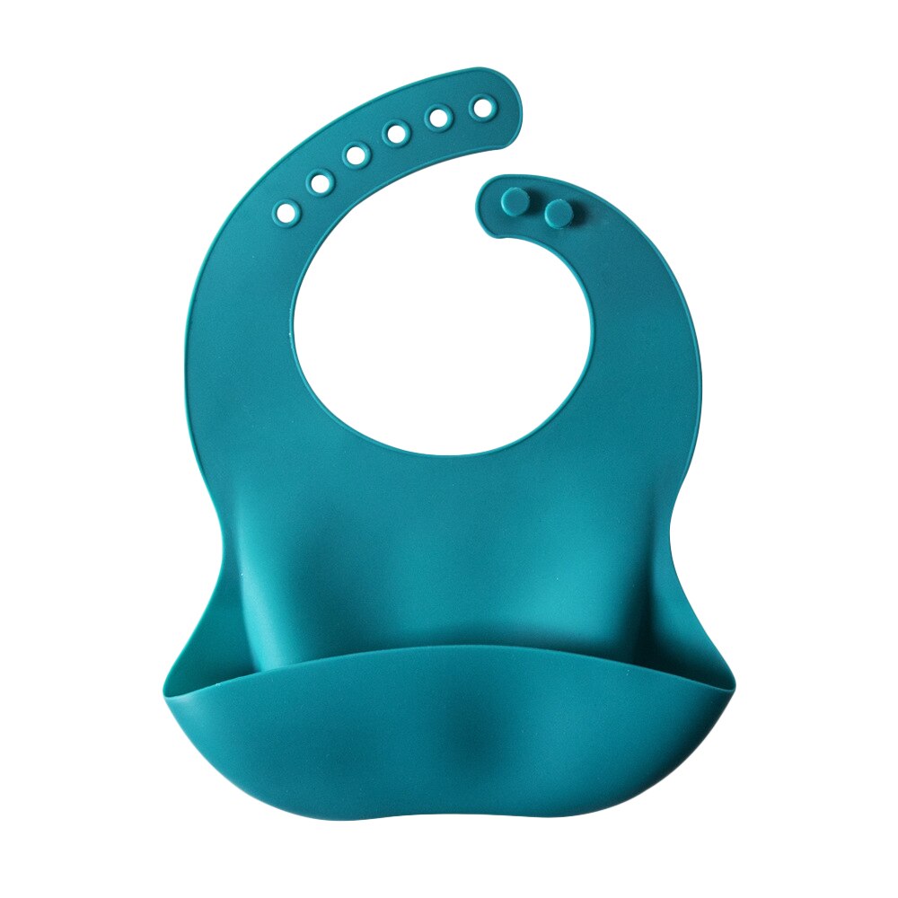 Babero de bebé de 4-6M, pañuelo para comer, Color sólido, hebilla ajustable, frontal suave, bolsillo, ropa para la cena: PEACOCK BLUE
