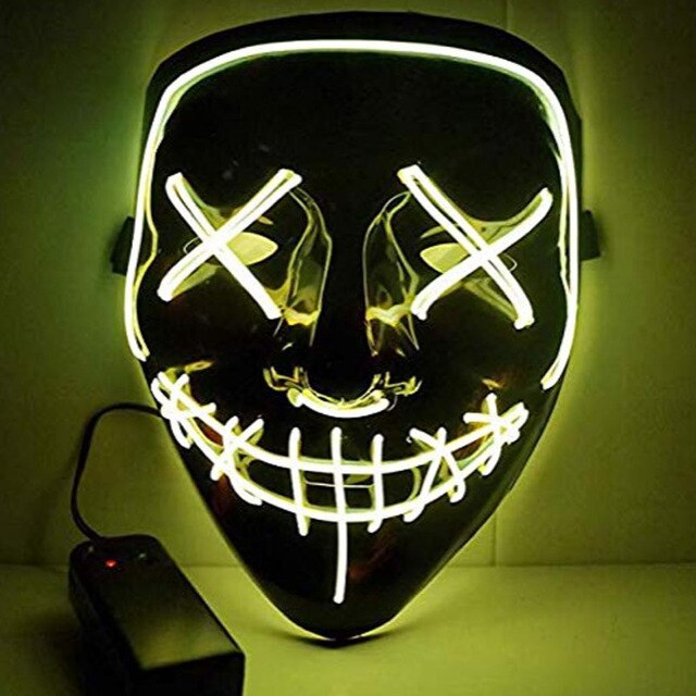 Halloween led maske purge masker valg mascara kostume dj party light up masker glød i mørke mascara horror maske glødende: Gul
