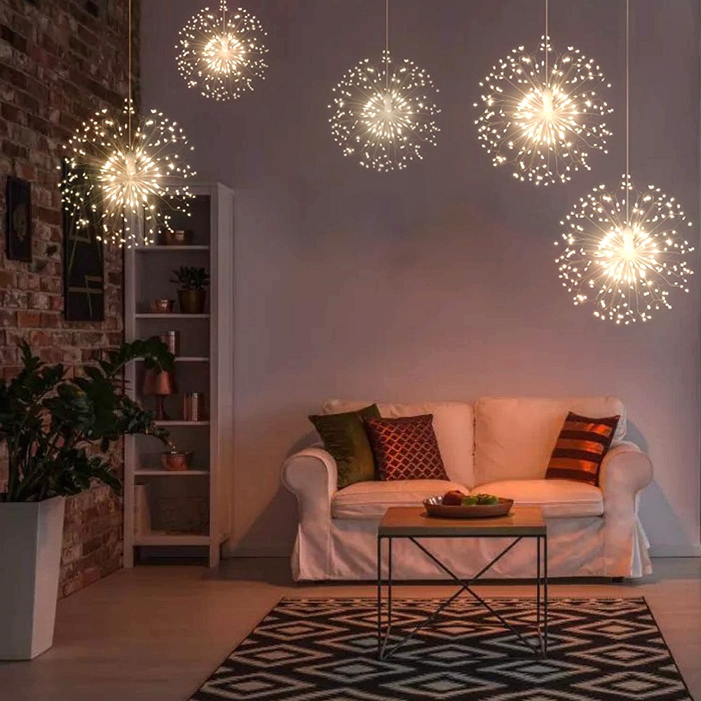 150/200 LED String Fairy Lichter Hängen Starburst Lampe DIY Feuerwerk Weihnachten Girlande Festival Dekoration Fernbedienung Funkeln Lichter