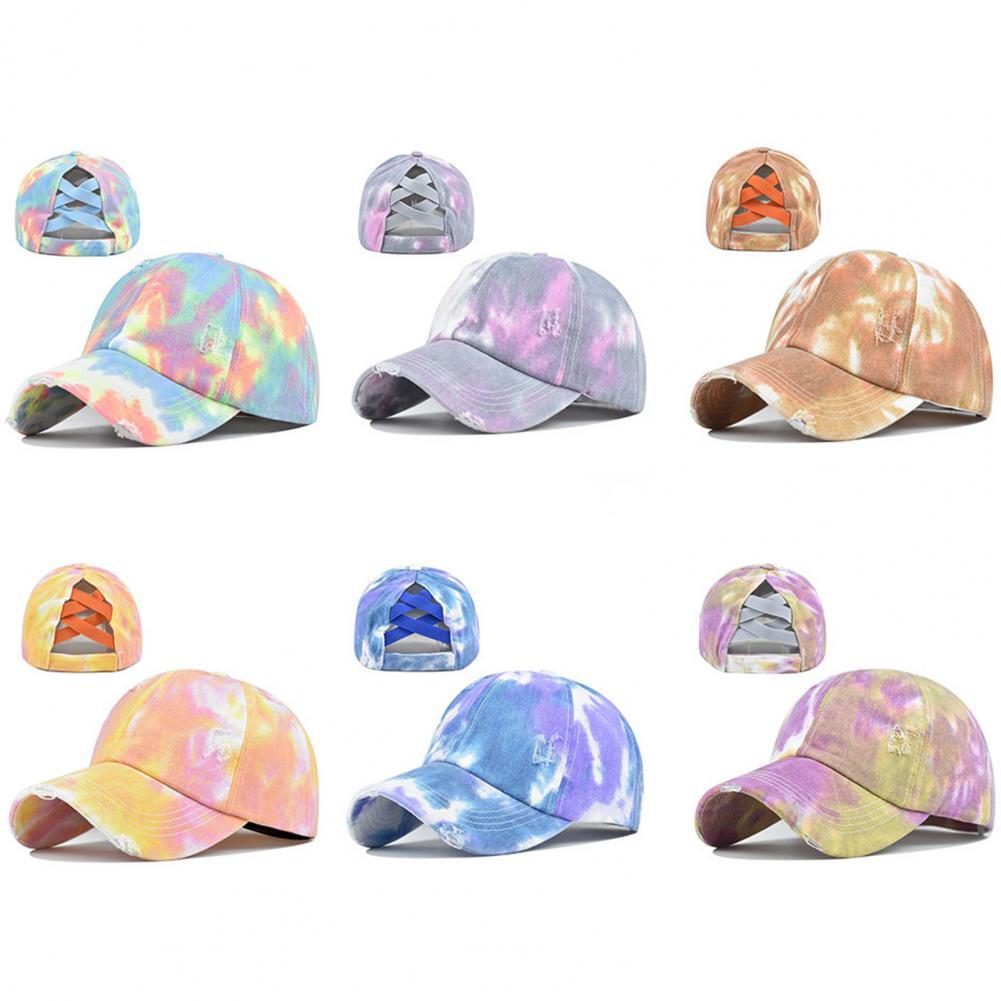 Hats Tie-Dye Style Ventilate Cotton Candy Color Baseball Cap for