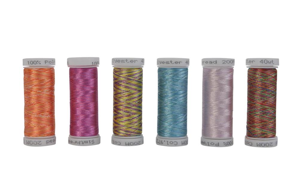 Simthread linha de bordar multi-colorida, 300m/bobina, 6 peças/kit-para brother, babylock, janome, outras máquinas: 6 Colors I