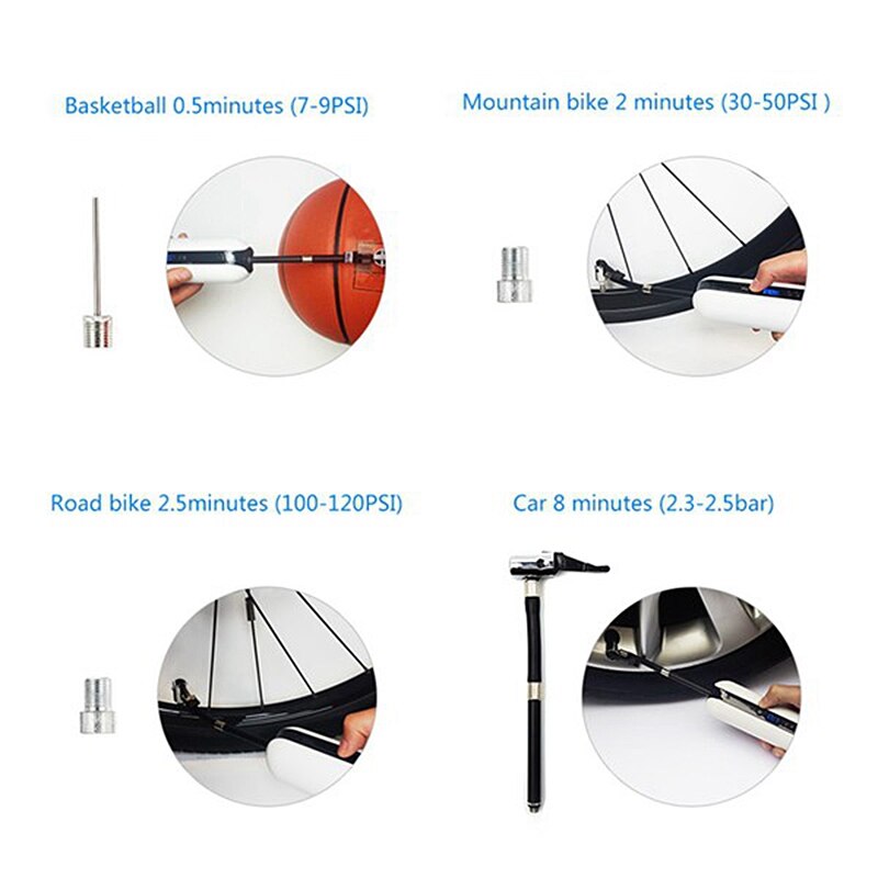 Auto fiets bal slimme luchtpomp luchtpomp oplaadbare luchtcompressor met lcd-scherm nauwkeurige draagbare pomp 150 psi
