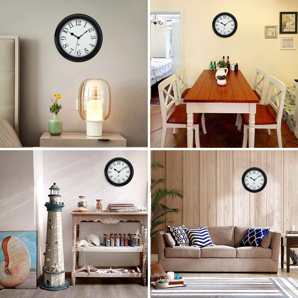 Digo Retro Metal Quiet Wall Clock Non-Ticking 14 Inch Battery Quartz Rome Digital Clock Decor Table Dial for Indoor Home