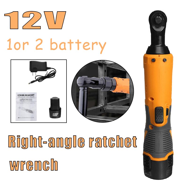 12V Electric Cordless Wrench Ratchet Wrench 3/8 Angle Drill Screwdriver Scaffolding 65NM Rechargeable Spanner With 1/ 2 Batter