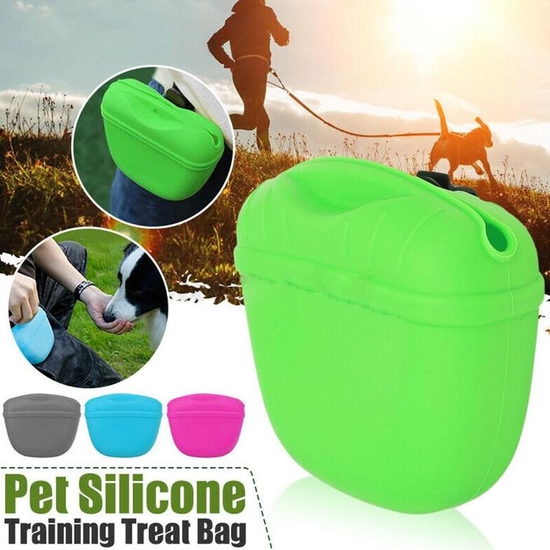 1 bolsa de Alimentación de Mascotas de silicona bolsa de almacenamiento portátil de aperitivos para perros bolsa de comida para mascotas Cinturón desmontable bolsa de adiestramiento al aire libre
