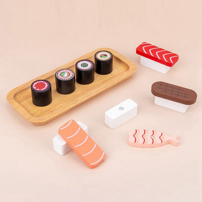 Kids Kitchen Miniature Food Simulation Sushi 3D DIY with Wooden Pretend Play Makeup Playset Girls Simulation