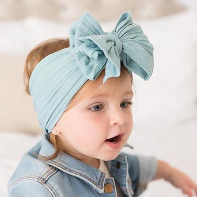 Cute Big Bowknote Baby Girl Headband Solid Color Soft Elastic Hairband For Kids Turban Headwear Children Hair Accessories