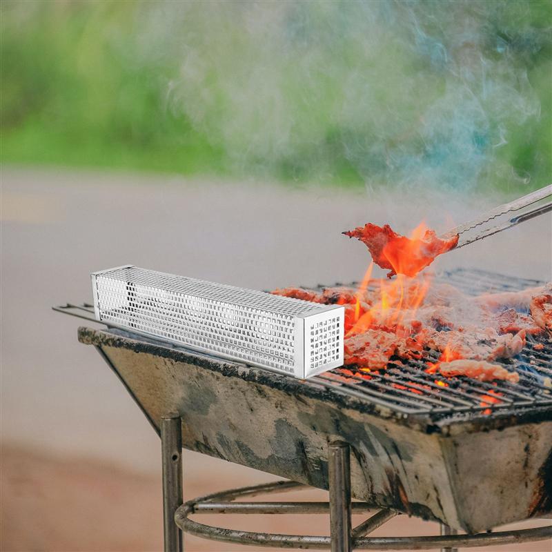 1 Pc Square 12 Inch Durable Stainless Steel Mesh Tube Smoker Tube For Grill Gas