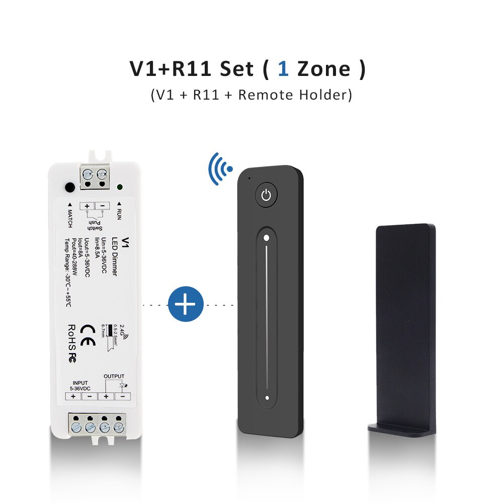 LED Dimmer Switch 12V 24V PWM 2.4G LED Touch RF Wireless Remote 5V 36V Smart Wifi Dimmer Controller for Single Color LED Strip: V1 and  R11 Set