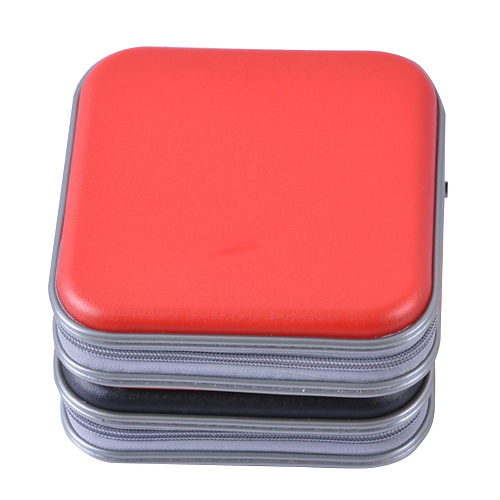 Caja de almacenamiento portátil con capacidad para CD y DVD, estuche organizador de almacenamiento, soporte para álbum, bolsa de transporte con cremallera, 40 Uds.: Rojo